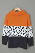 Turtleneck Splicing Chunky Knit Pullover Sweater